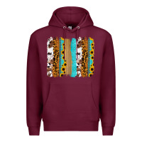 Burgundy turquoise sunflowers cowhide leopard glitter background Premium Hoodie - RanaPortraitStore