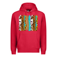 Cardinal turquoise sunflowers cowhide leopard glitter background Premium Hoodie - RanaPortraitStore