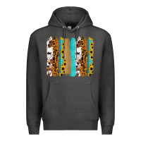 Charcoal Heather turquoise sunflowers cowhide leopard glitter background Premium Hoodie - RanaPortraitStore