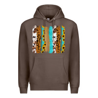Coffee turquoise sunflowers cowhide leopard glitter background Premium Hoodie - RanaPortraitStore