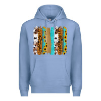 Colony Blue turquoise sunflowers cowhide leopard glitter background Premium Hoodie - RanaPortraitStore