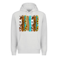 Dove Grey turquoise sunflowers cowhide leopard glitter background Premium Hoodie - RanaPortraitStore