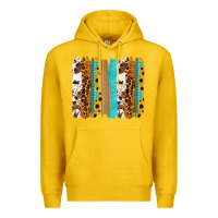 Lemon turquoise sunflowers cowhide leopard glitter background Premium Hoodie - RanaPortraitStore