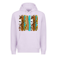 Lilac turquoise sunflowers cowhide leopard glitter background Premium Hoodie - RanaPortraitStore