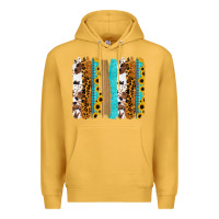 Mustard turquoise sunflowers cowhide leopard glitter background Premium Hoodie - RanaPortraitStore