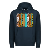 Navy turquoise sunflowers cowhide leopard glitter background Premium Hoodie - RanaPortraitStore