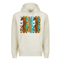 Oatmeal Heather turquoise sunflowers cowhide leopard glitter background Premium Hoodie - RanaPortraitStore