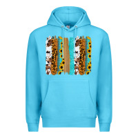 Ocean Blue turquoise sunflowers cowhide leopard glitter background Premium Hoodie - RanaPortraitStore