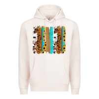 Pale Pink turquoise sunflowers cowhide leopard glitter background Premium Hoodie - RanaPortraitStore