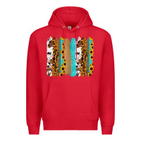 Red turquoise sunflowers cowhide leopard glitter background Premium Hoodie - RanaPortraitStore