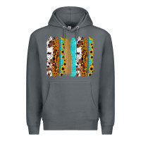 Rock turquoise sunflowers cowhide leopard glitter background Premium Hoodie - RanaPortraitStore