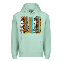 Seafoam turquoise sunflowers cowhide leopard glitter background Premium Hoodie - RanaPortraitStore