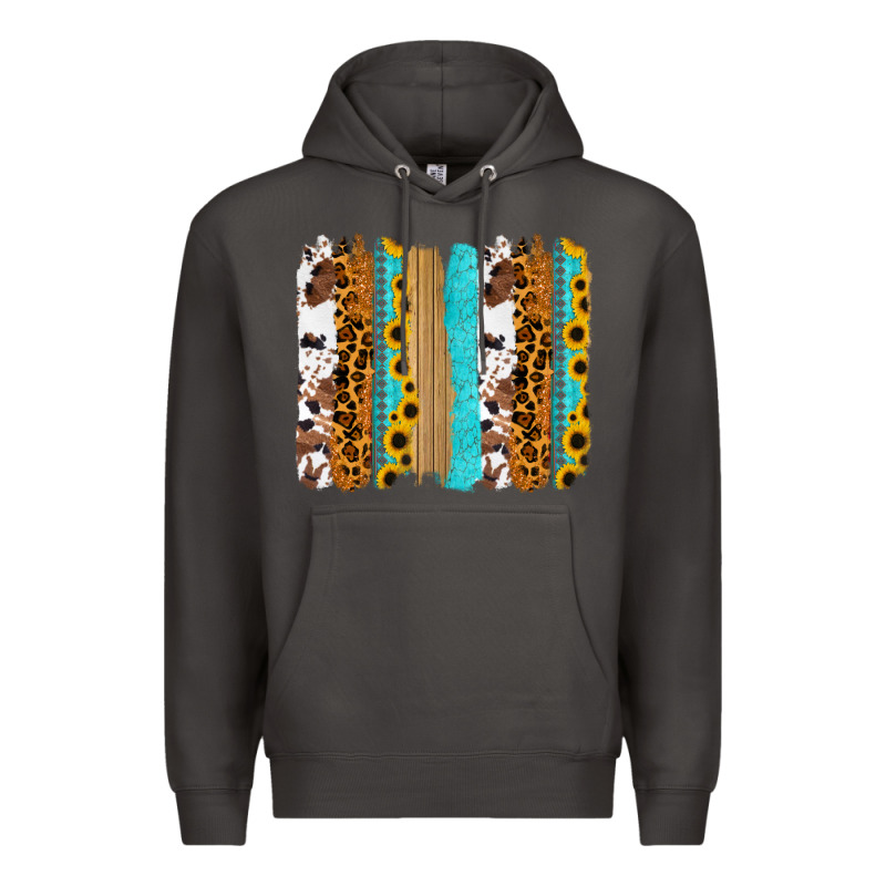 Turquoise Sunflowers Cowhide Leopard Glitter Background Premium Hoodie by RanaPortraitStore | Teevron