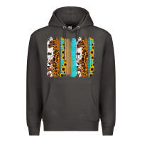 Smoke turquoise sunflowers cowhide leopard glitter background Premium Hoodie - RanaPortraitStore
