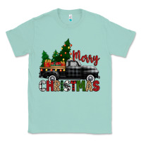 Seafoam merry christmas with black truck Classic Tee - Zillion Design Studio