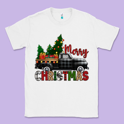 Classic Tee merry christmas with black truck