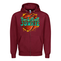 Burgundy basketball junkie Zipper Hoodie - texasbilliewilder