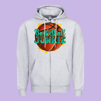 Basketball Junkie Zipper Hoodie Designed By Texasbilliewilder