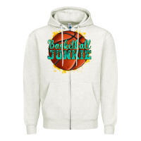 Oatmeal Heather basketball junkie Zipper Hoodie - texasbilliewilder