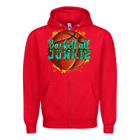Red basketball junkie Zipper Hoodie - texasbilliewilder