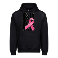 Black breast cancer ribbon american flag Urban Hoodie - MaliasSmallBusiness