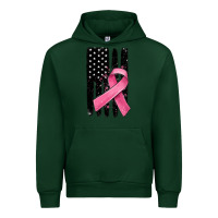 Forest Green breast cancer ribbon american flag Urban Hoodie - MaliasSmallBusiness
