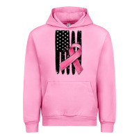 Fuchsia Pink breast cancer ribbon american flag Urban Hoodie - MaliasSmallBusiness