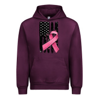 Mauve Wine breast cancer ribbon american flag Urban Hoodie - MaliasSmallBusiness
