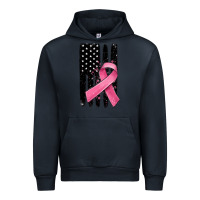 Navy breast cancer ribbon american flag Urban Hoodie - MaliasSmallBusiness