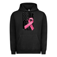 Pigment Black breast cancer ribbon american flag Urban Hoodie - MaliasSmallBusiness