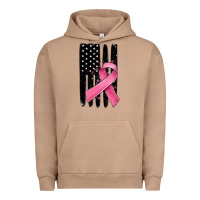 Pigment Burro breast cancer ribbon american flag Urban Hoodie - MaliasSmallBusiness