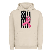 Pigment French Oak breast cancer ribbon american flag Urban Hoodie - MaliasSmallBusiness