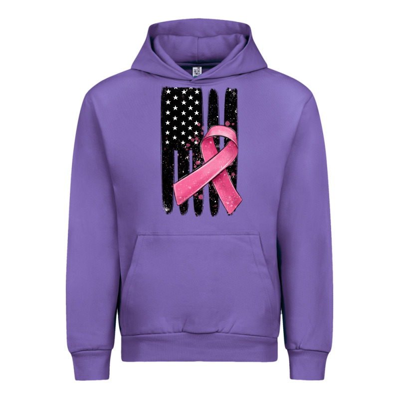 Breast Cancer Ribbon American Flag Urban Hoodie by MaliasSmallBusiness | Teevron