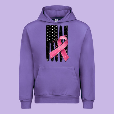 Breast Cancer Ribbon American Flag Urban Hoodie Designed By Maliassmallbusiness