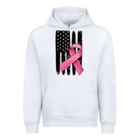 White breast cancer ribbon american flag Urban Hoodie - MaliasSmallBusiness