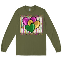 Army Green mardi gras heart Long Sleeve Tee - BarkalooDesign