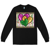 Black mardi gras heart Long Sleeve Tee - BarkalooDesign
