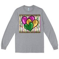 Heather Grey mardi gras heart Long Sleeve Tee - BarkalooDesign
