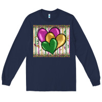 Navy mardi gras heart Long Sleeve Tee - BarkalooDesign