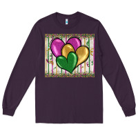 Plum mardi gras heart Long Sleeve Tee - BarkalooDesign