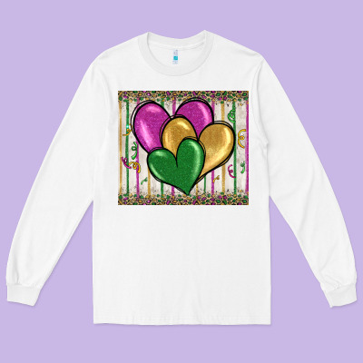 Mardi Gras Heart Long Sleeve Tee Designed By Barkaloodesign