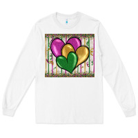 White mardi gras heart Long Sleeve Tee - BarkalooDesign