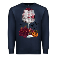 Navy halloween roses wine Premium Sweatshirt - FaDigitalArtStudio