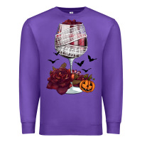 Purple halloween roses wine Premium Sweatshirt - FaDigitalArtStudio