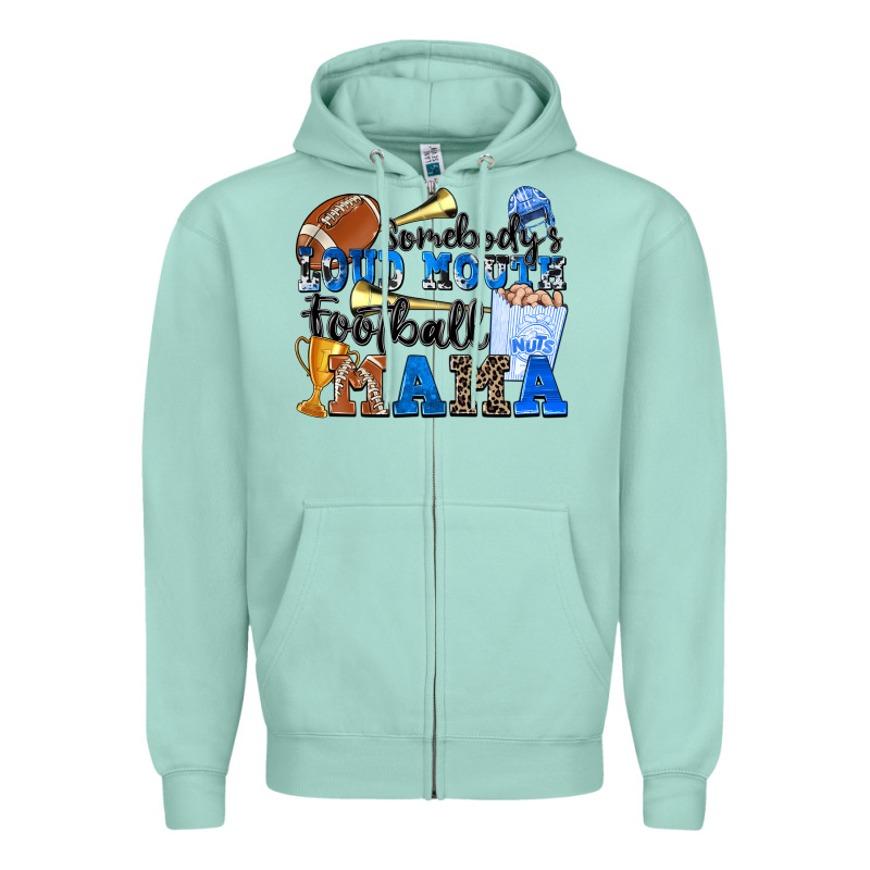 Somebody's Loud Mouth Football Mama Zipper Hoodie by Zillion Design Studio | Teevron