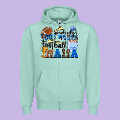 Somebody's Loud Mouth Football Mama Zipper Hoodie Designed By Zillion Design Studio
