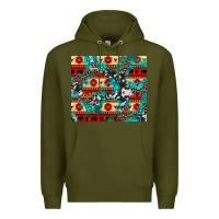 Army Green aztec leopard cowhide turquoise Premium Hoodie - BarkalooDesign