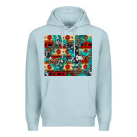 Blue Mist aztec leopard cowhide turquoise Premium Hoodie - BarkalooDesign