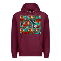 Burgundy aztec leopard cowhide turquoise Premium Hoodie - BarkalooDesign