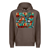 Coffee aztec leopard cowhide turquoise Premium Hoodie - BarkalooDesign